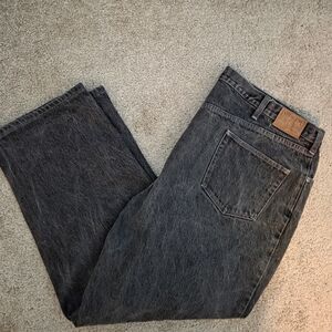 Vintage 90s Lands' End Denim Jeans Men's 44 x 30 Black Faded Wash